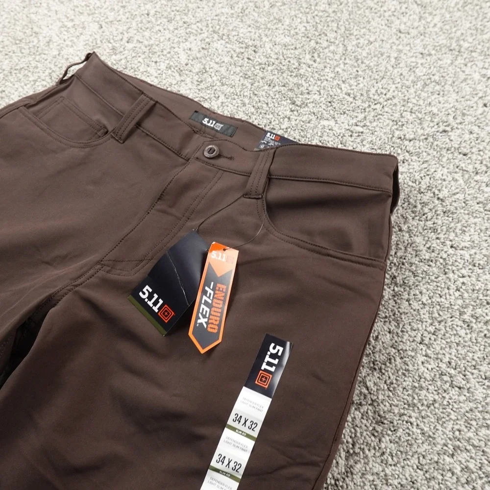 NEW 5.11 Tactical Pants Mens 34X32 Brown Defender Flex Slim Work Outdoor Stretch